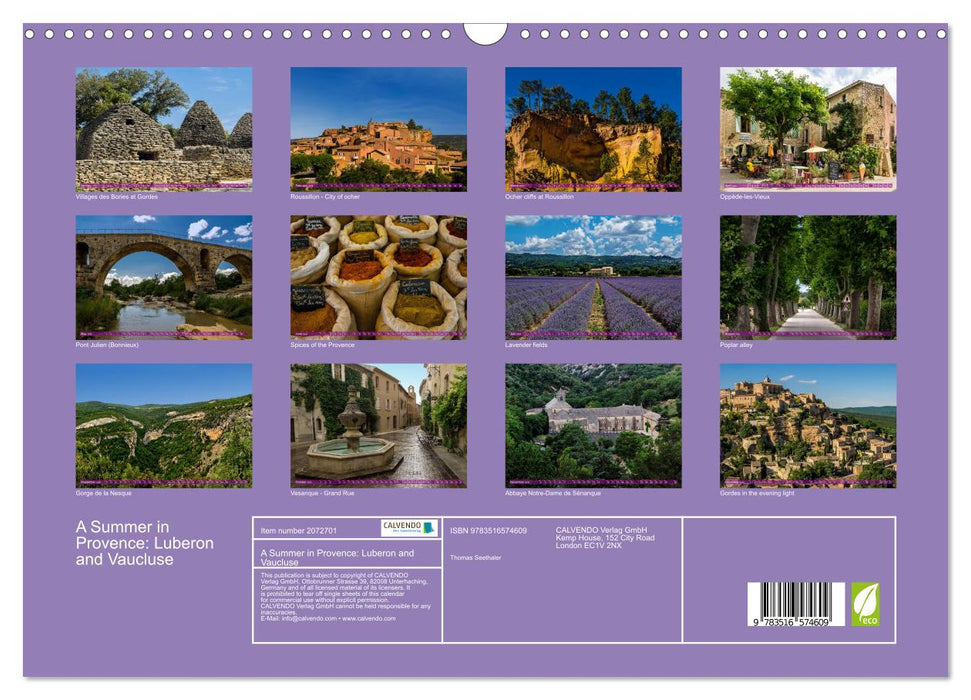 A Summer in Provence: Luberon and Vaucluse (CALVENDO Monthly Calendar 2026)