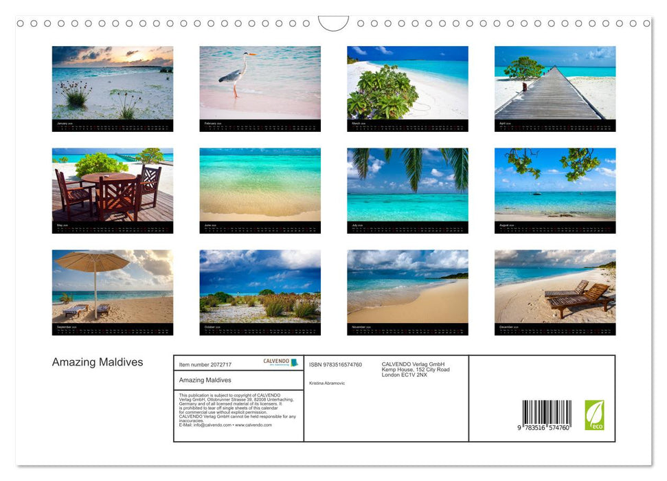 Amazing Maldives (CALVENDO Monthly Calendar 2026)