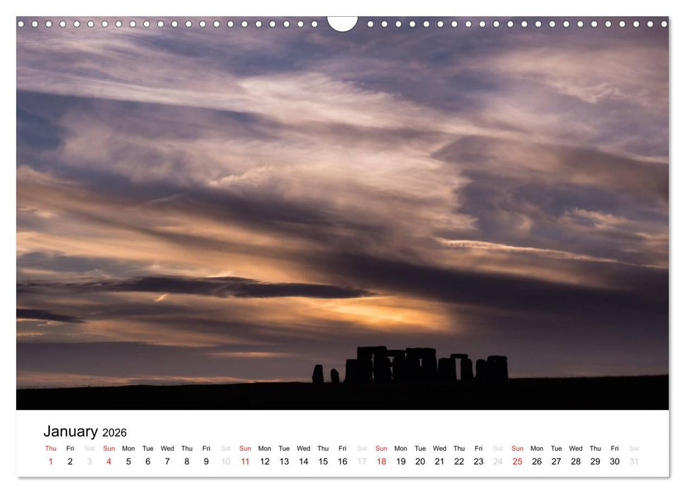 Stonehenge Sunsets & Salisbury Cathedral (CALVENDO Monthly Calendar 2026)