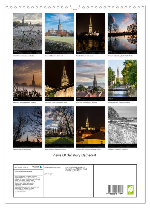 Views Of Salisbury Cathedral (CALVENDO Monthly Calendar 2026)