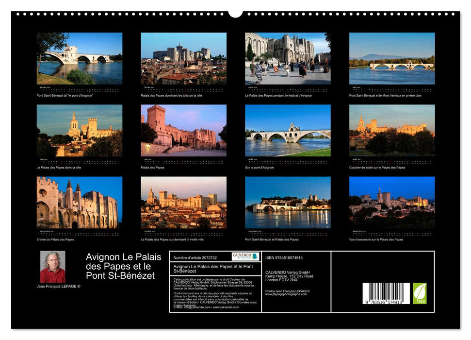 Avignon Le Palais des Papes et le Pont St-Bénézet (CALVENDO Calendrier supérieur 2026)