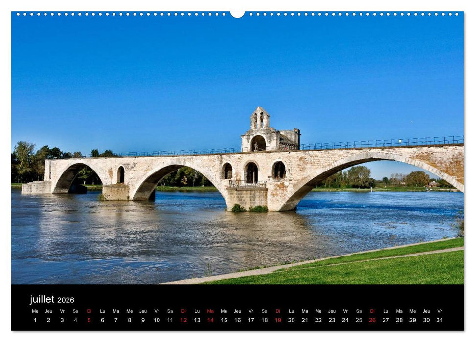 Avignon Le Palais des Papes et le Pont St-Bénézet (CALVENDO Calendrier supérieur 2026)