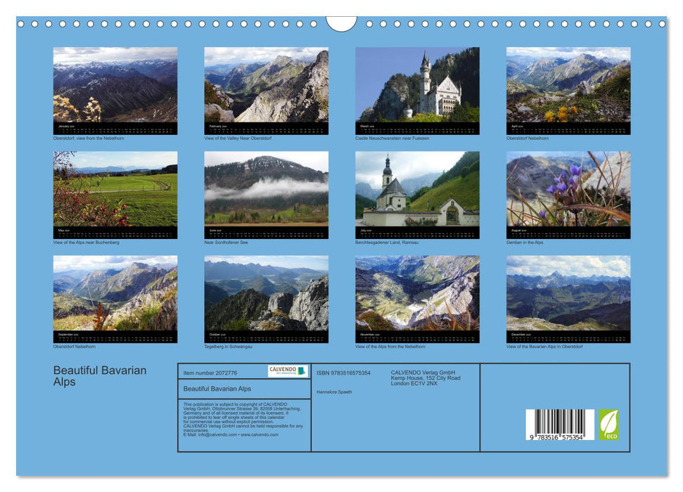 Beautiful Bavarian Alps (CALVENDO Monthly Calendar 2026)