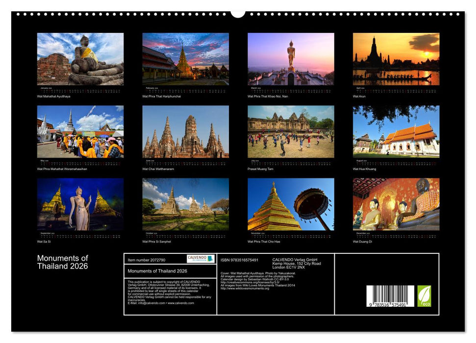 Monuments of Thailand 2026 (CALVENDO Premium-Calendar 2026)