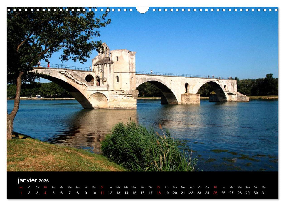 Avignon Le Palais des Papes et le Pont St-Bénézet (CALVENDO Calendrier mensuel 2026)