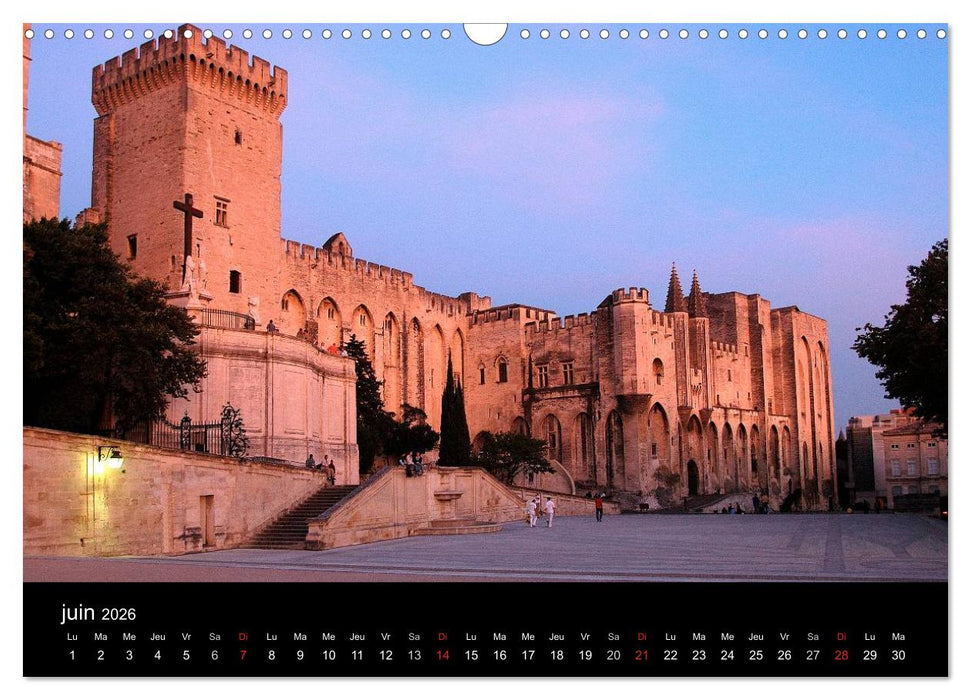 Avignon Le Palais des Papes et le Pont St-Bénézet (CALVENDO Calendrier mensuel 2026)