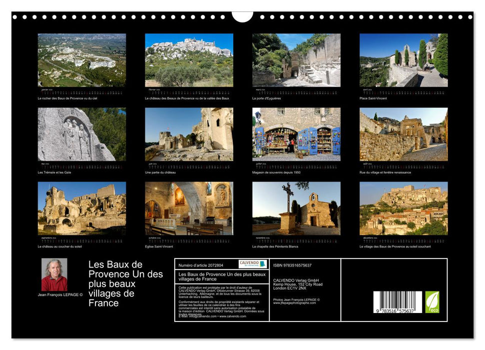 Les Baux de Provence Un des plus beaux villages de France (CALVENDO Calendrier mensuel 2026)