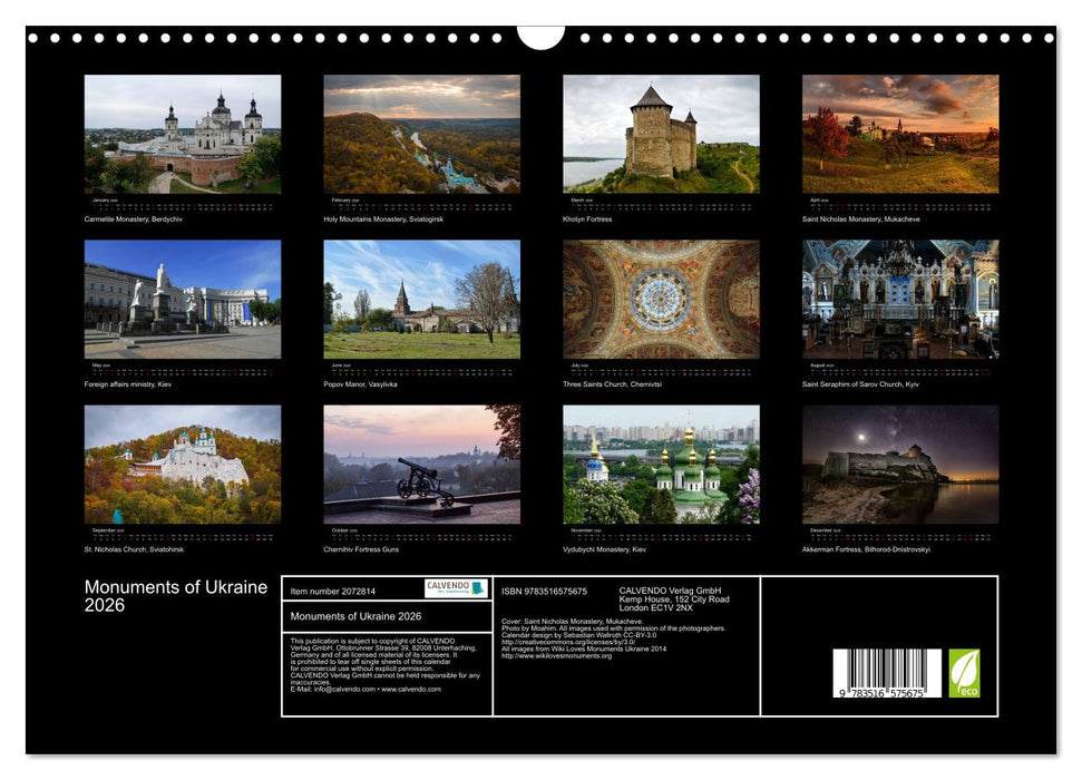 Monuments of Ukraine 2026 (CALVENDO Monthly Calendar 2026)
