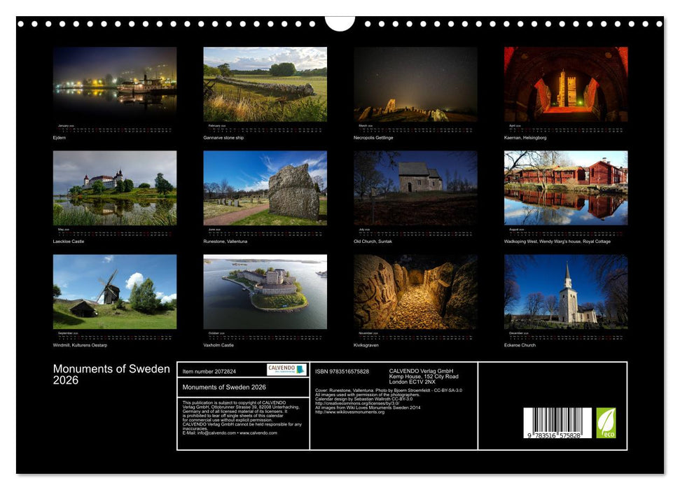 Monuments of Sweden 2026 (CALVENDO Monthly Calendar 2026)