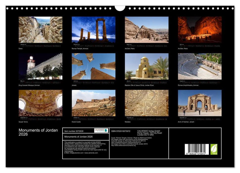 Monuments of Jordan 2026 (CALVENDO Monthly Calendar 2026)
