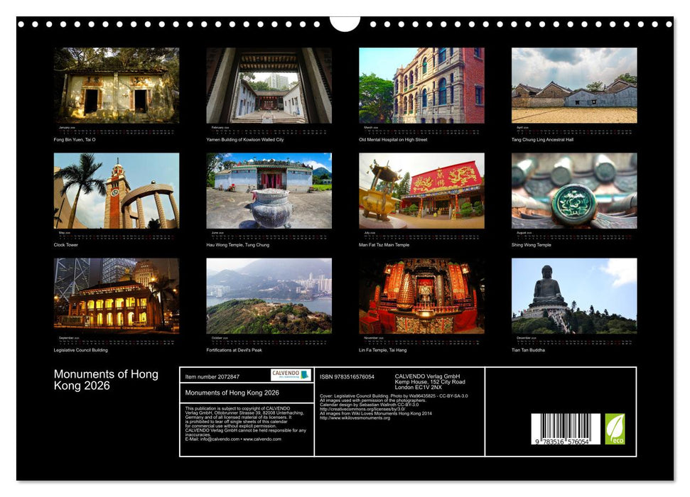 Monuments of Hong Kong 2026 (CALVENDO Monthly Calendar 2026)