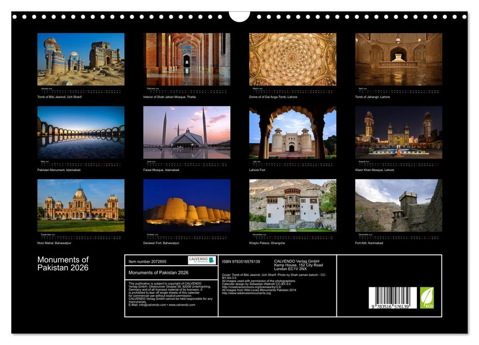 Monuments of Pakistan 2026 (CALVENDO Monthly Calendar 2026)
