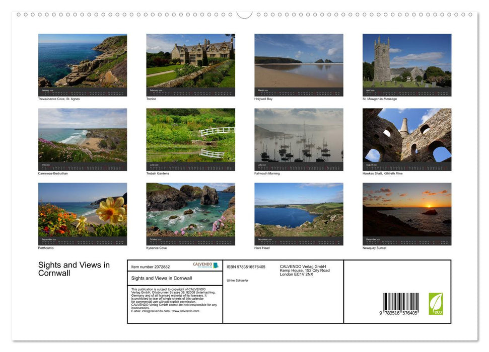Sights and Views in Cornwall (CALVENDO Premium-Calendar 2026)