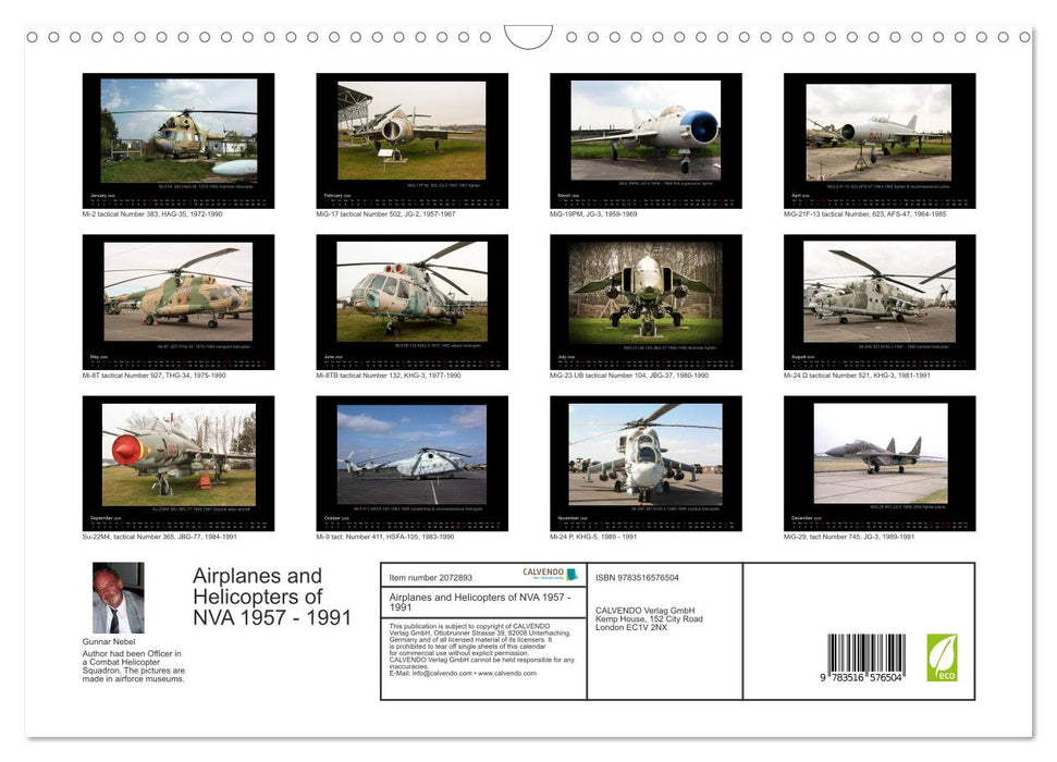 Airplanes and Helicopters of NVA 1957 - 1991 (CALVENDO Monthly Calendar 2026)