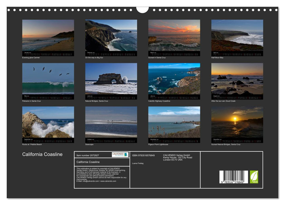 California Coasline (CALVENDO Monthly Calendar 2026)