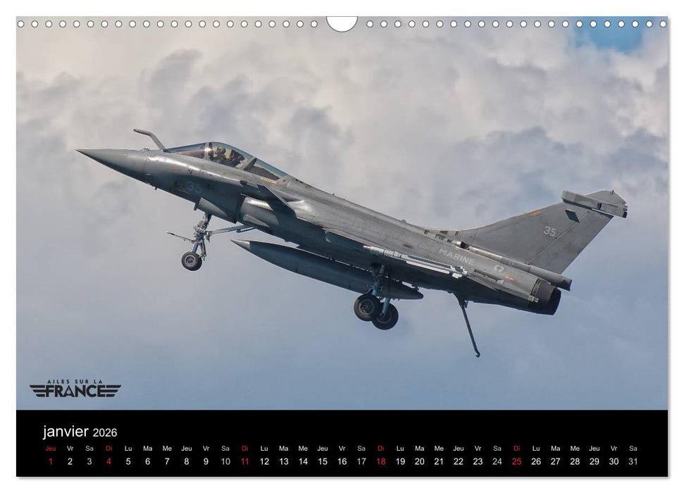 Ailes sur la France (CALVENDO Calendrier mensuel 2026)