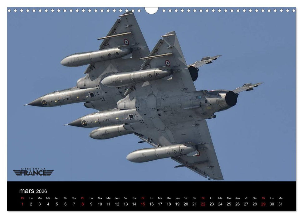 Ailes sur la France (CALVENDO Calendrier mensuel 2026)