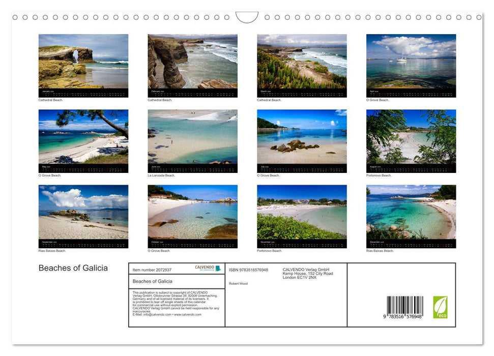 Beaches of Galicia (CALVENDO Monthly Calendar 2026)