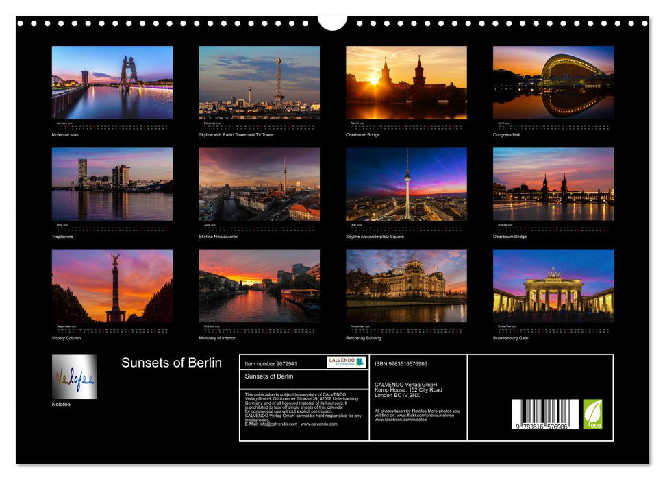 Sunsets of Berlin (CALVENDO Monthly Calendar 2026)