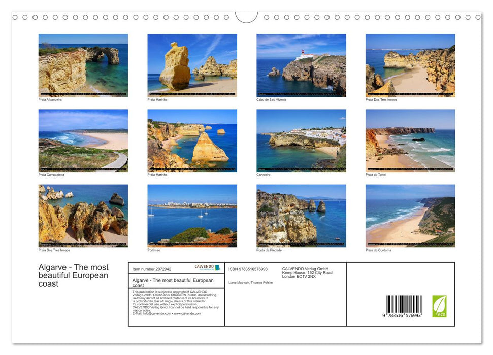 Algarve - The most beautiful European coast (CALVENDO Monthly Calendar 2026)