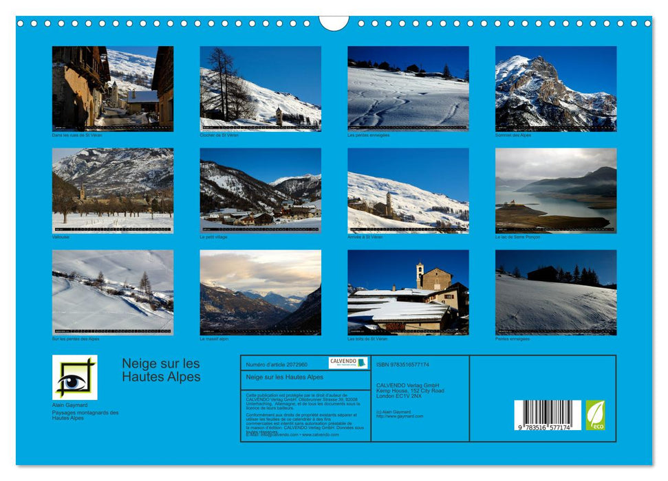 Neige sur les Hautes Alpes (CALVENDO Calendrier mensuel 2026)
