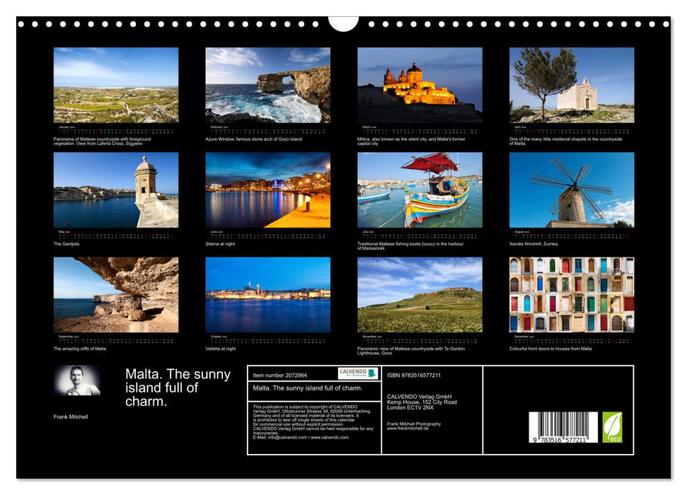 Malta. The sunny island full of charm. (CALVENDO Monthly Calendar 2026)