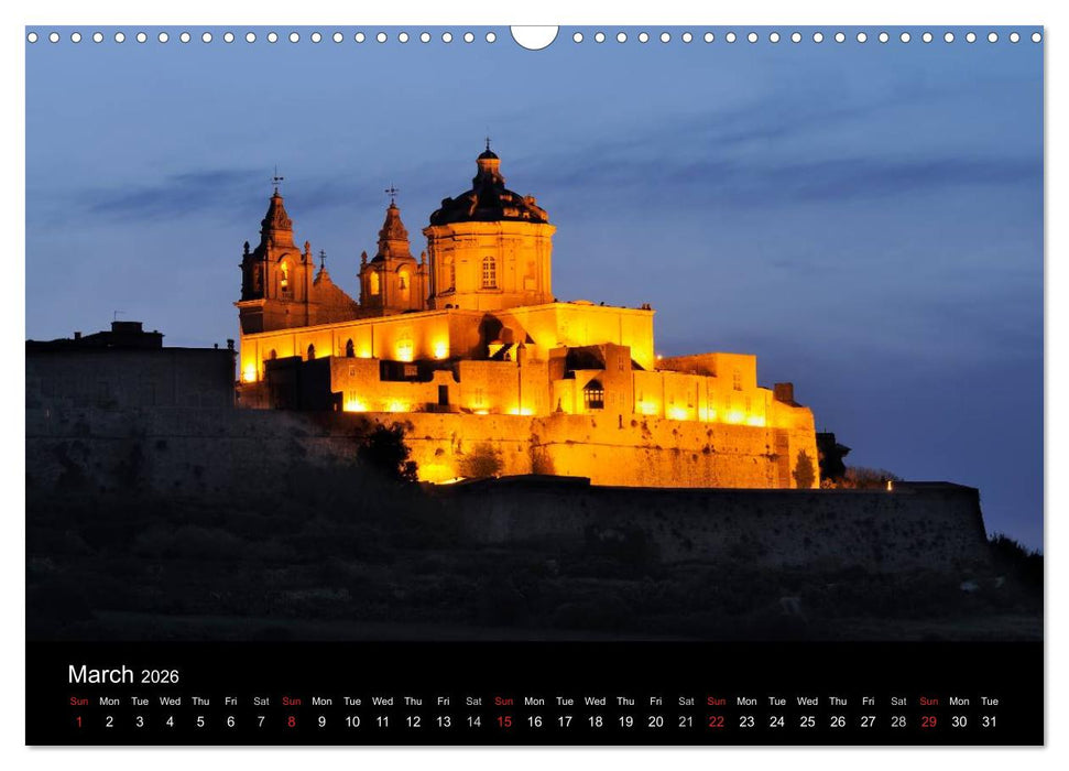Malta. The sunny island full of charm. (CALVENDO Monthly Calendar 2026)