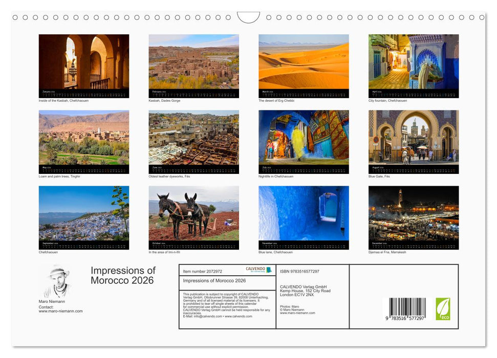 Impressions of Morocco 2026 (CALVENDO Monthly Calendar 2026)