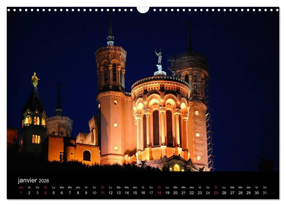 Lyon Magie de la lumière (CALVENDO Calendrier mensuel 2026)