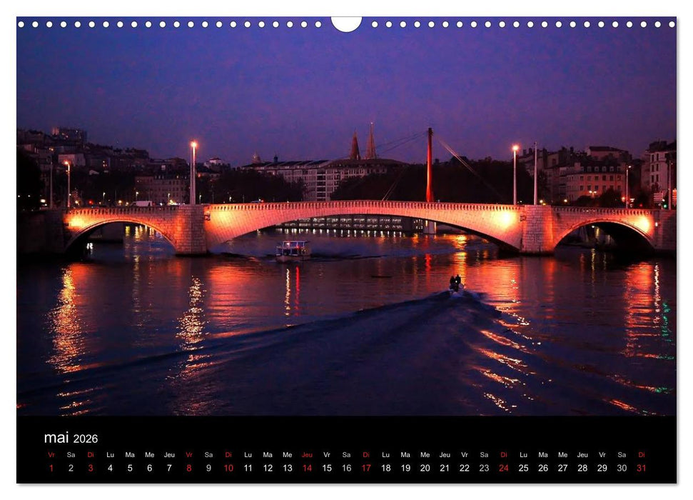 Lyon Magie de la lumière (CALVENDO Calendrier mensuel 2026)