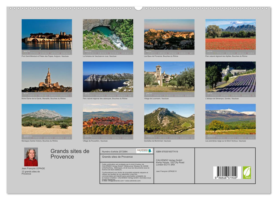 Grands sites de Provence (CALVENDO Calendrier supérieur 2026)