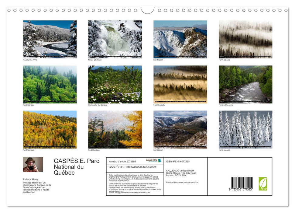 GASPÉSIE. Parc National du Québec (CALVENDO Calendrier mensuel 2026)