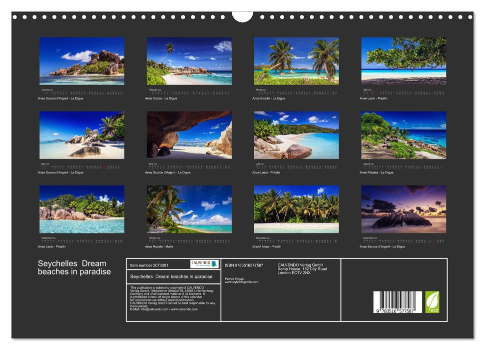 Seychelles Dream beaches in paradise (CALVENDO Monthly Calendar 2026)