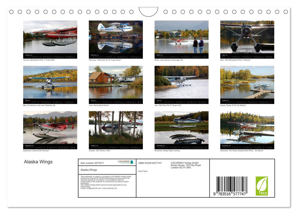 Alaska Wings (CALVENDO Monthly Calendar 2026)