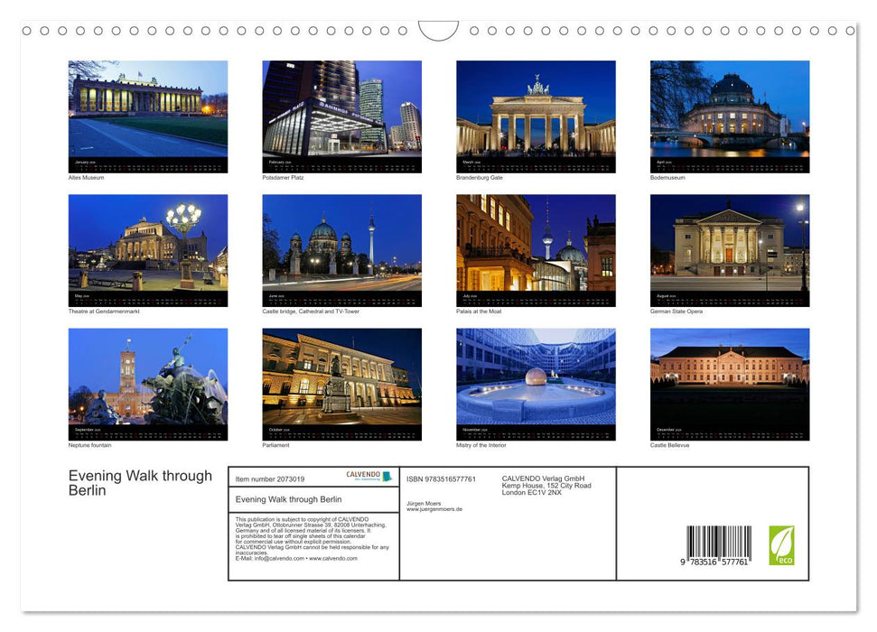 Evening Walk through Berlin (CALVENDO Monthly Calendar 2026)