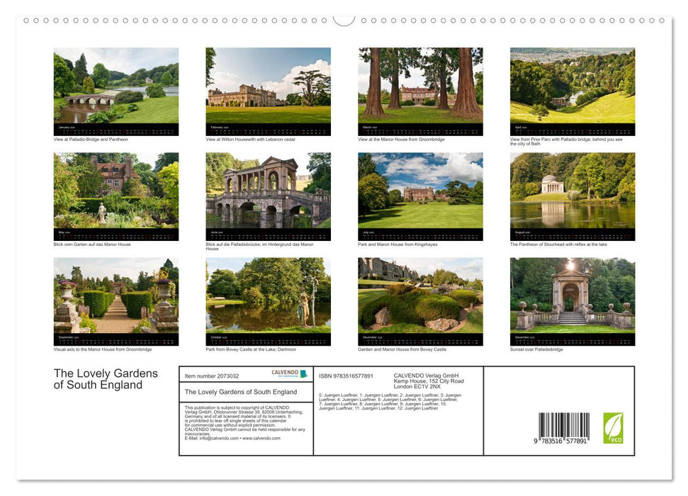 The Lovely Gardens of South England (CALVENDO Premium-Calendar 2026)