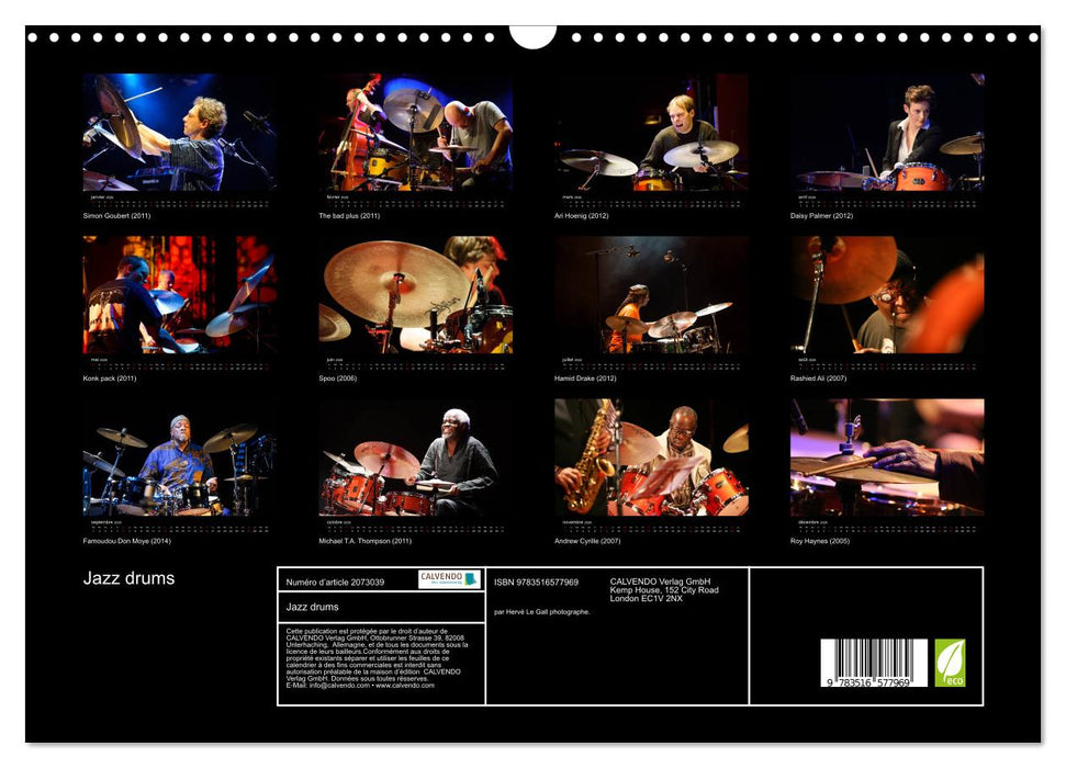 Jazz drums (CALVENDO Calendrier mensuel 2026)
