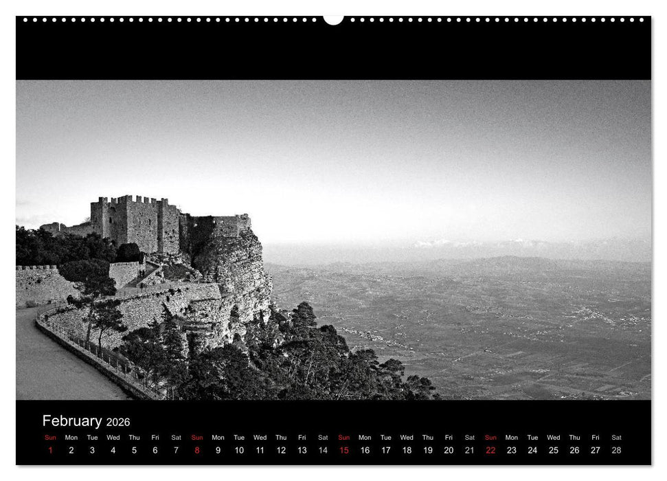 Black and White Sicily (CALVENDO Premium-Calendar 2026)