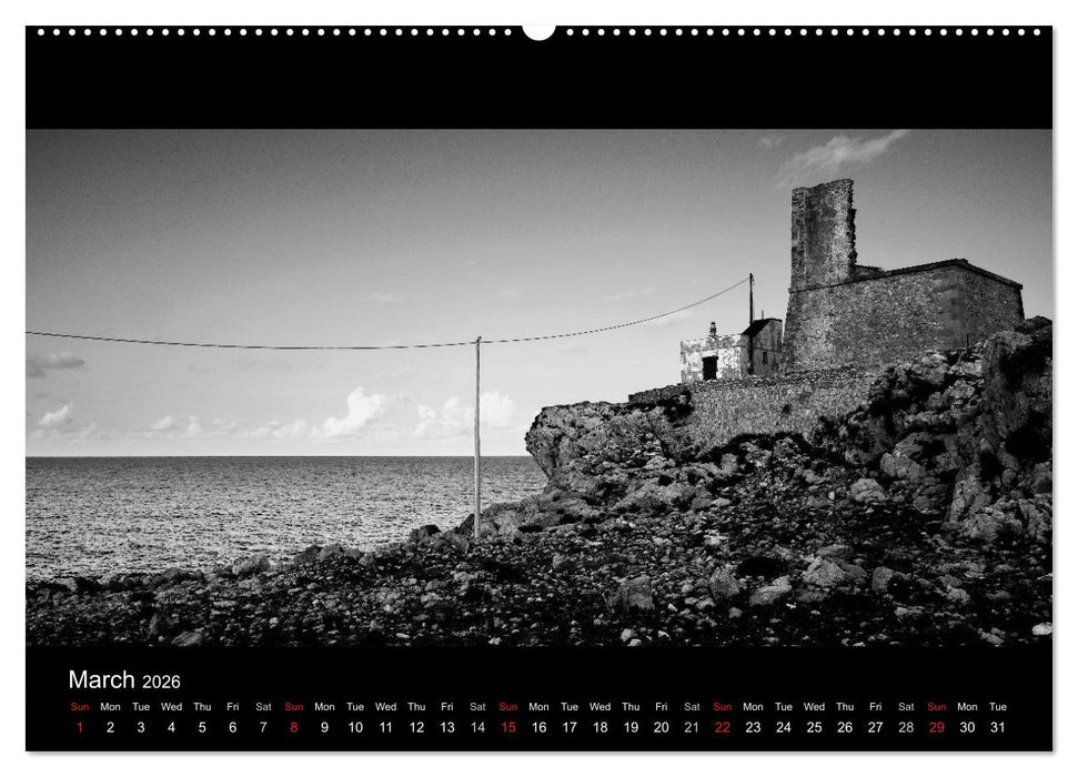 Black and White Sicily (CALVENDO Premium-Calendar 2026)