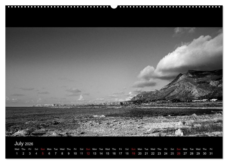 Black and White Sicily (CALVENDO Premium-Calendar 2026)