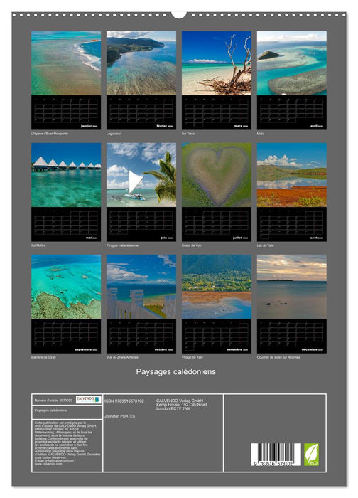 Paysages calédoniens (CALVENDO Calendrier supérieur 2026)