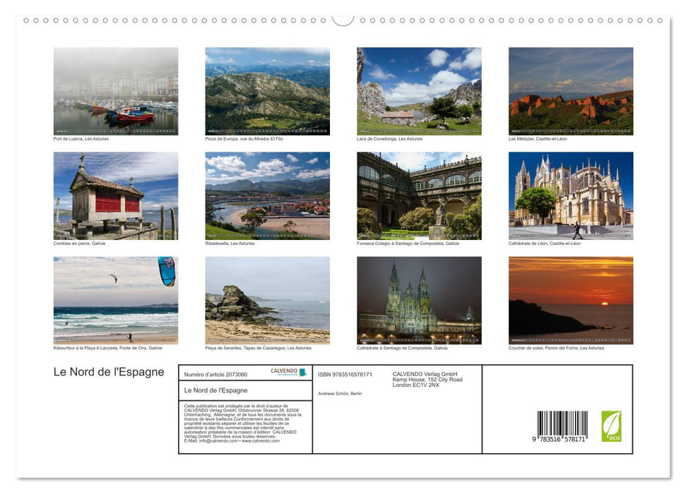 Le Nord de l'Espagne (CALVENDO Calendrier supérieur 2026)