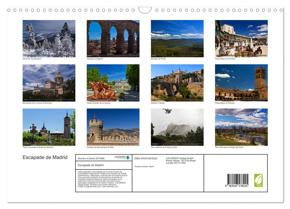 Escapade de Madrid (CALVENDO Calendrier mensuel 2026)