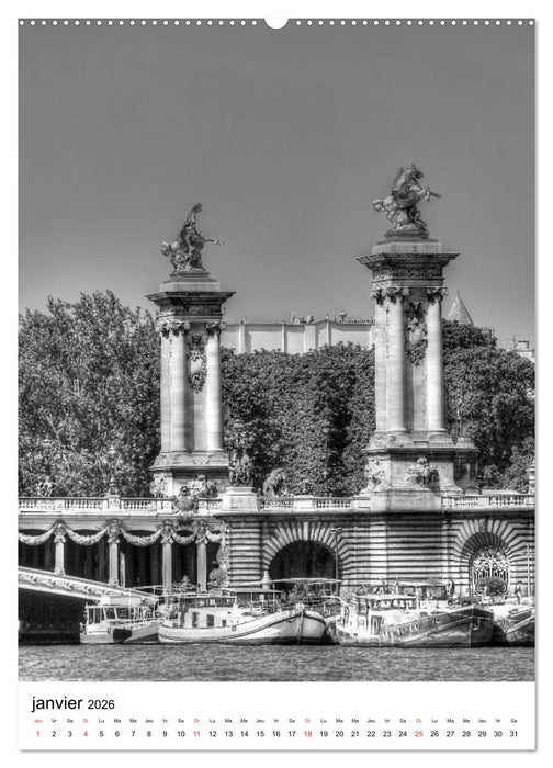 Paris noir blanc (CALVENDO Calendrier supérieur 2026)