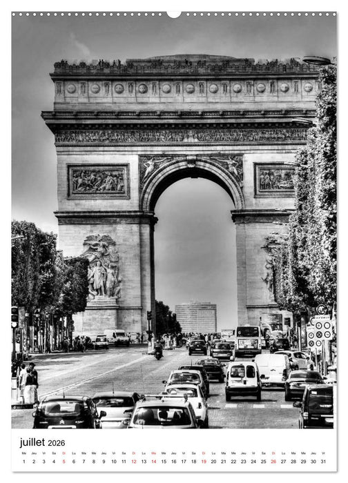 Paris noir blanc (CALVENDO Calendrier supérieur 2026)