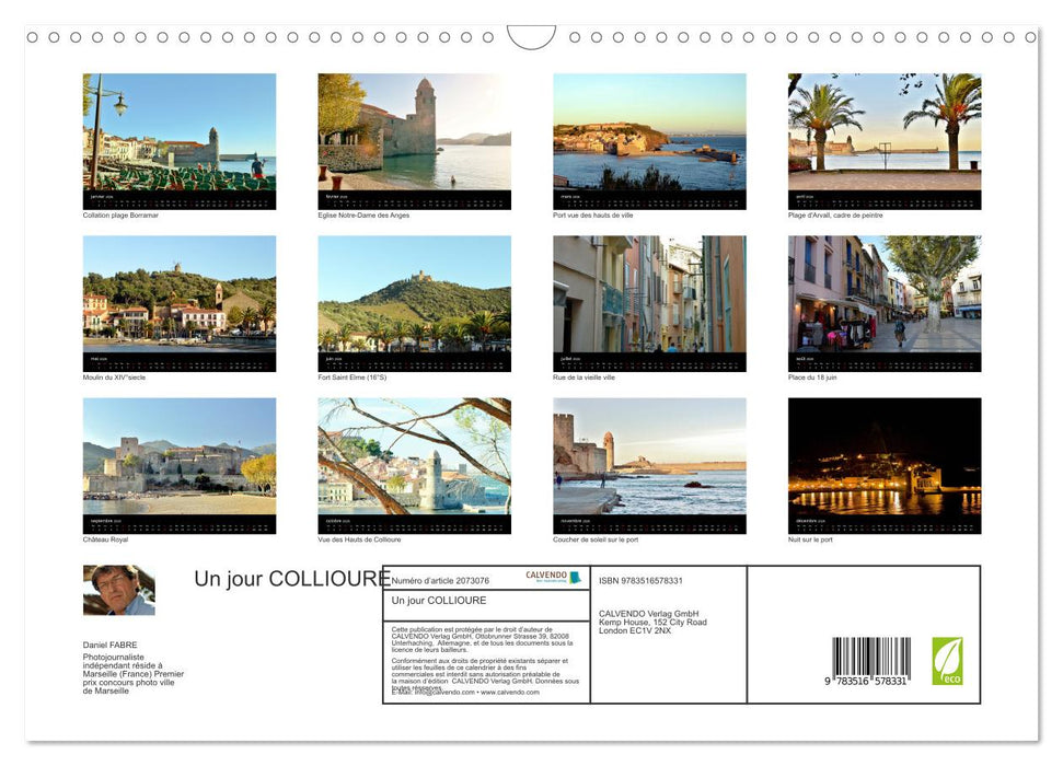 Un jour COLLIOURE (CALVENDO Calendrier mensuel 2026)