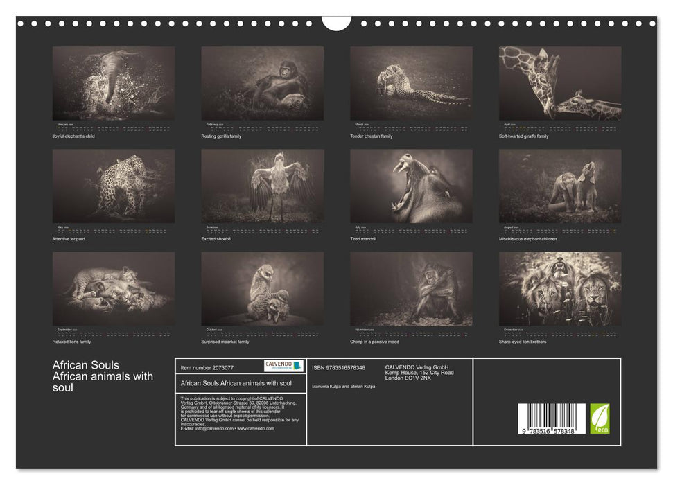 African Souls African animals with soul (CALVENDO Monthly Calendar 2026)