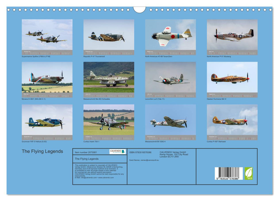 The Flying Legends (CALVENDO Monthly Calendar 2026)