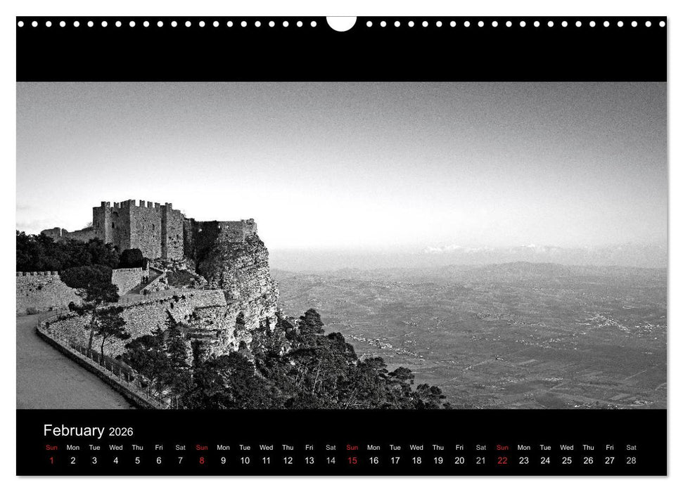 Black and White Sicily (CALVENDO Monthly Calendar 2026)