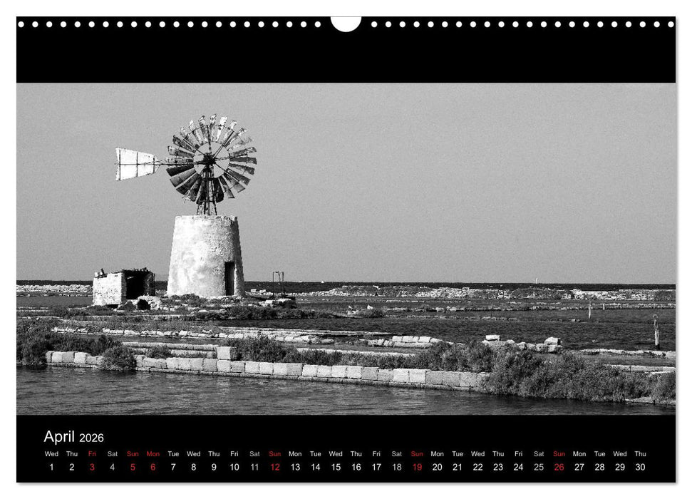 Black and White Sicily (CALVENDO Monthly Calendar 2026)
